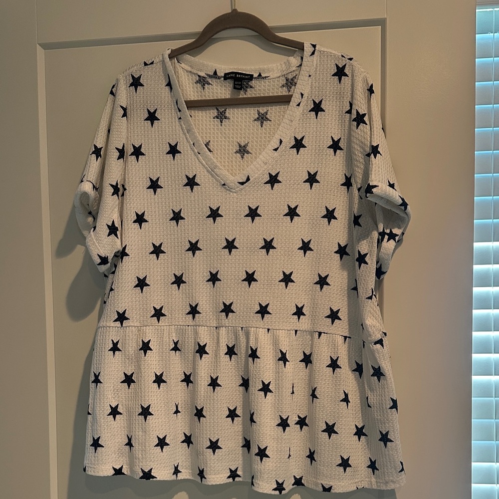 Black Star-Patterned White Blouse